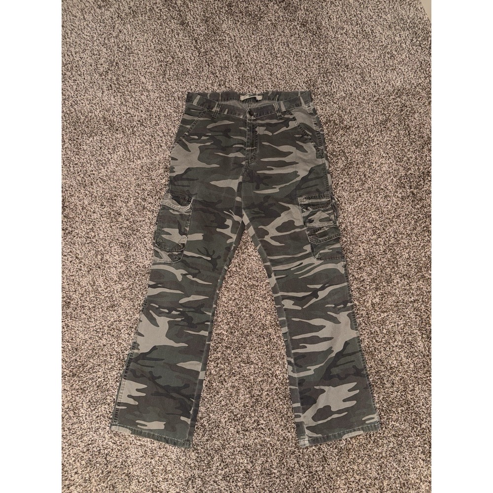 Wrangler Jeans Co Cargo Pants Mens 32x32 Green Camouflage Utility Pockets
